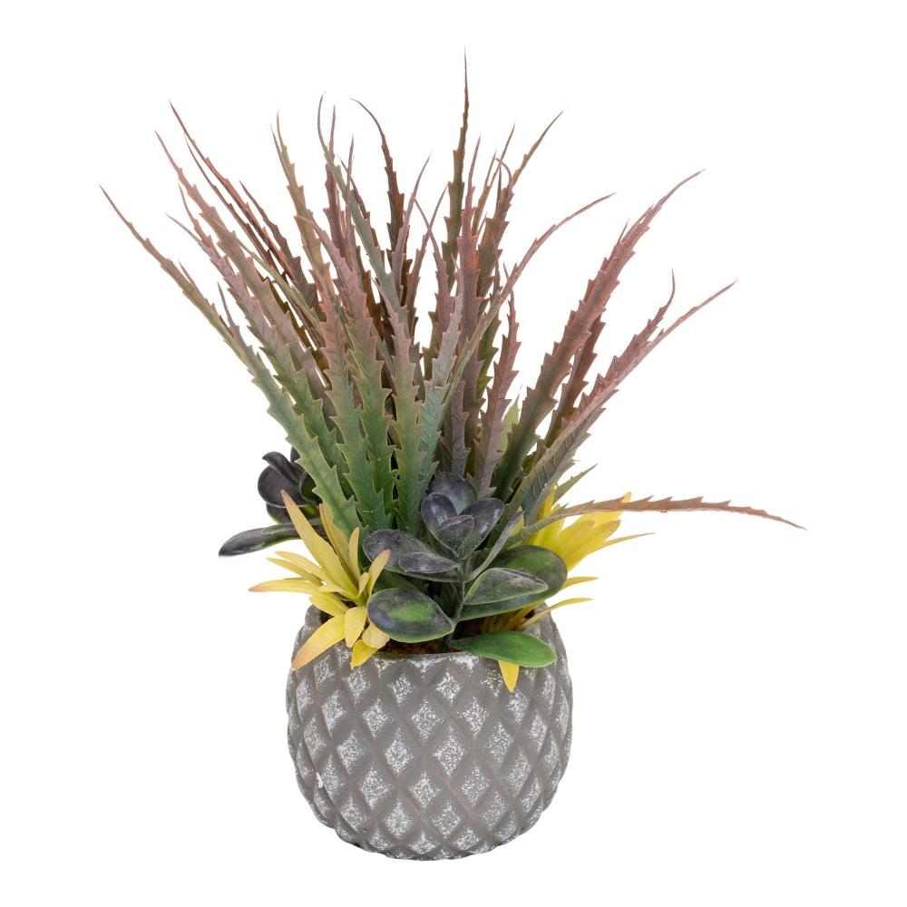 Eleanoras SUCCULENTS IN LARGE LATTICE GREY POT Artificial Plants