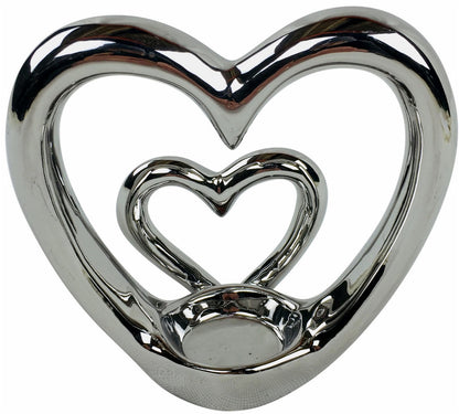 Eleanoras Silver Double Heart Tealight Holder 