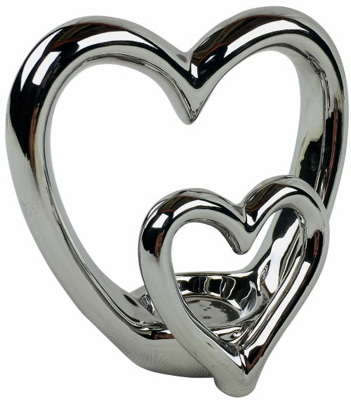 Eleanoras Silver Double Heart Tealight Holder 