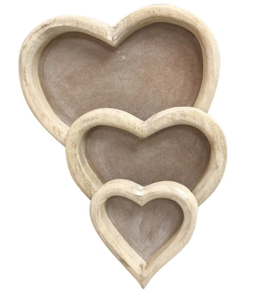 Three Wooden Heart Trays  from Eleanoras