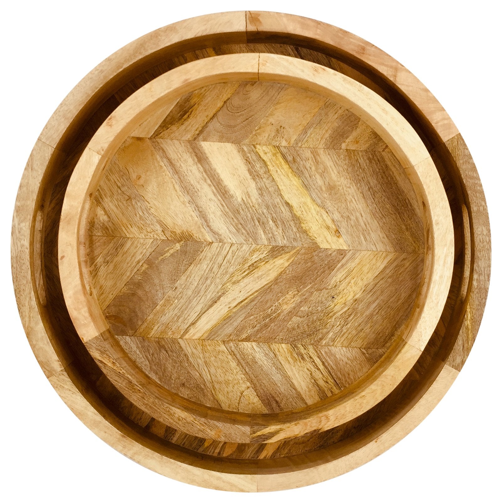 Eleanoras HERRINGBONE WOOD SET OF 2 TRAYS 