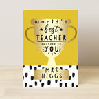 Eleanoras Personalised World's Best Teacher Trophy Greeting Card Greetings Cards