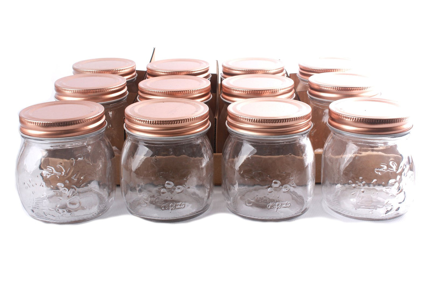 Eleanoras Kitchen Glass Embossed Storage Jar With Copper Screw Lid - Large 