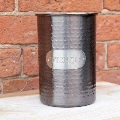 Eleanoras Grey Stainless Steel Utensil Holder Utensil Pots