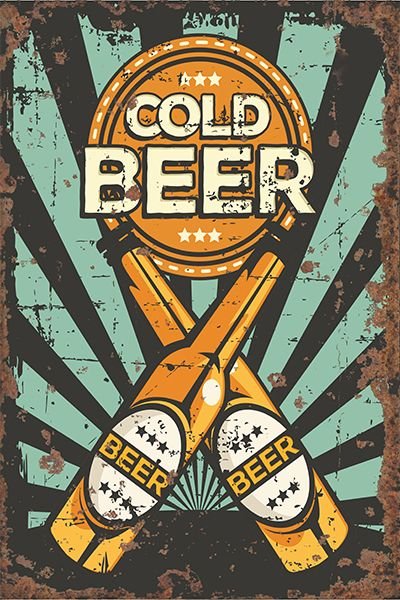 Eleanoras COLD BEER VINTAGE METAL SIGN 