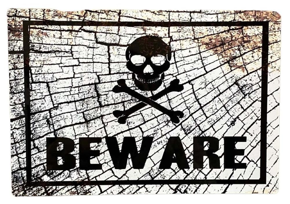 Eleanoras SKULL BEWARE METAL SIGN 