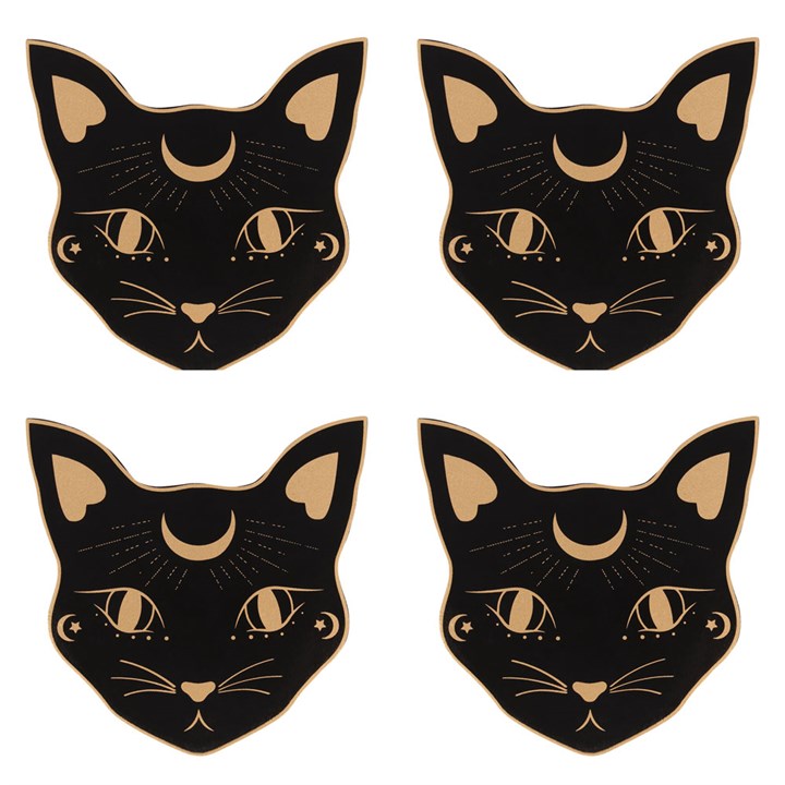 Eleanoras MYSTIC MOG CAT FACE COASTER SET Placemats & Coasters