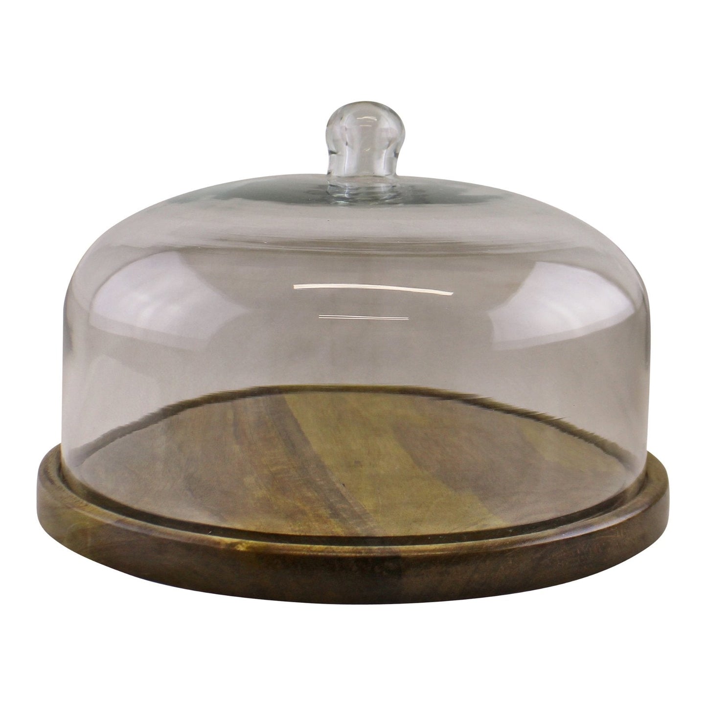 Eleanoras MANGO WOOD CAKE STAND WITH GLASS DOME Cake Stands