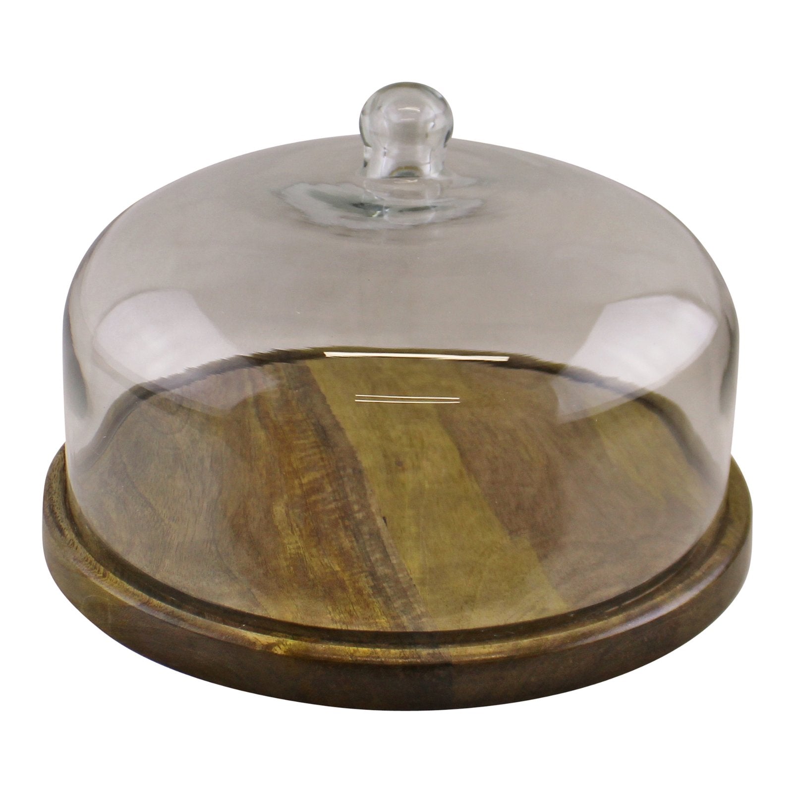 Eleanoras MANGO WOOD CAKE STAND WITH GLASS DOME Cake Stands