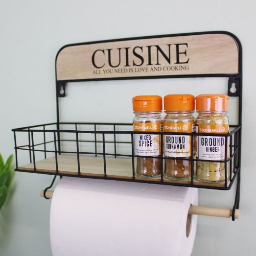 Eleanoras WALL HANGING KITCHEN STORAGE UNIT WITH KITCHEN ROLL HOLDER 