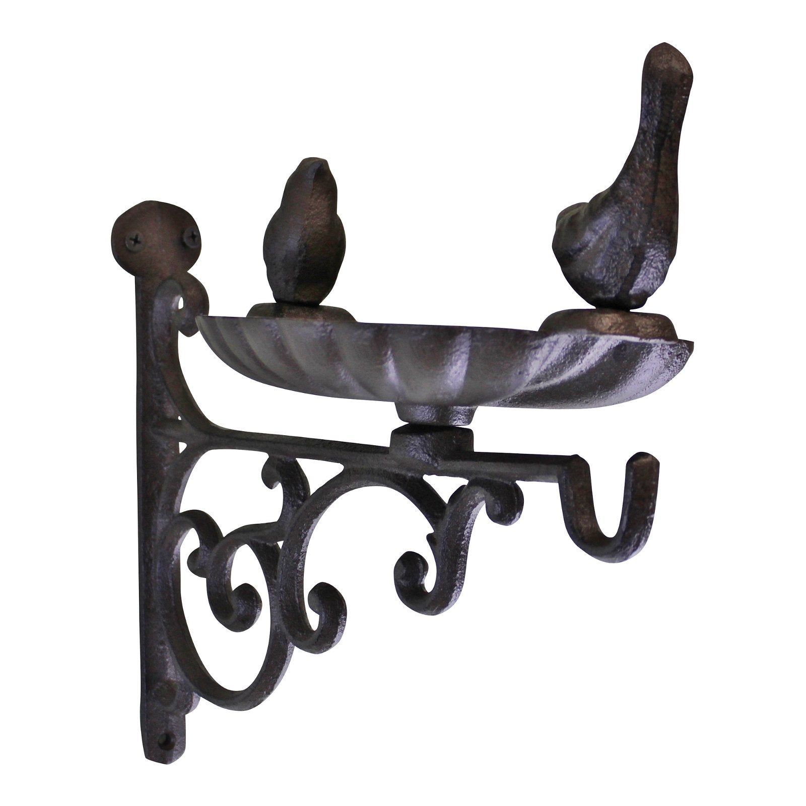 Eleanoras BIRD FEEDER CAST IRON HANGING BASKET WALL BRACKET 