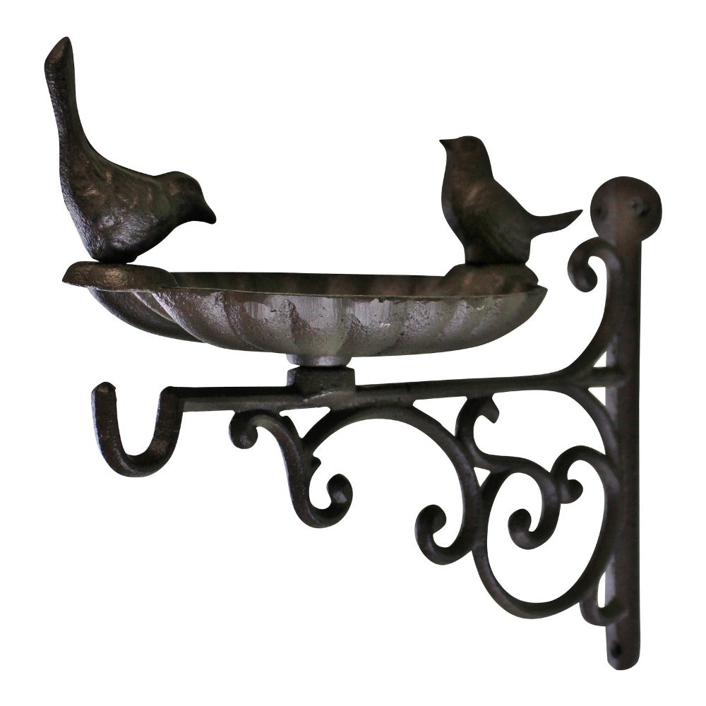 Eleanoras BIRD FEEDER CAST IRON HANGING BASKET WALL BRACKET 