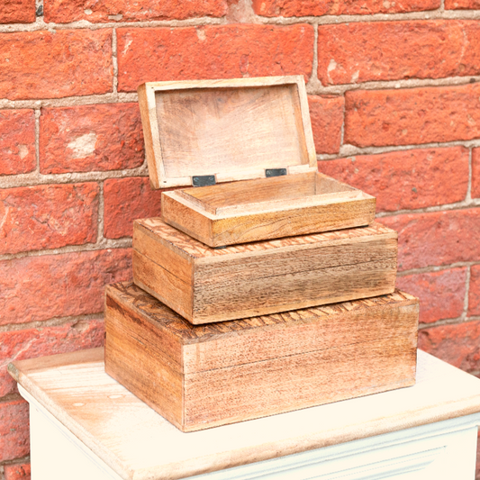 Eleanoras Bamboo Carved Boxes Set of Three Boxes & Chests