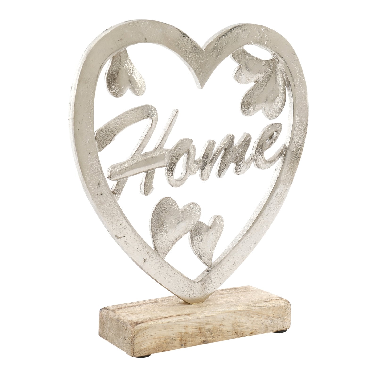 Eleanoras Silver Heart on Wooden Base 17cm 