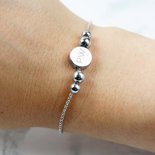 Personalised Silver Plated Initials Disc Bracelet