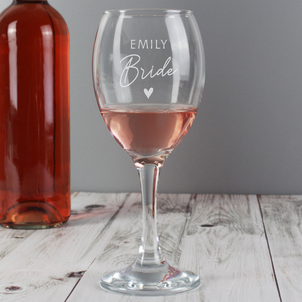 Eleanoras Personalised Bride Wine Glass Glassware
