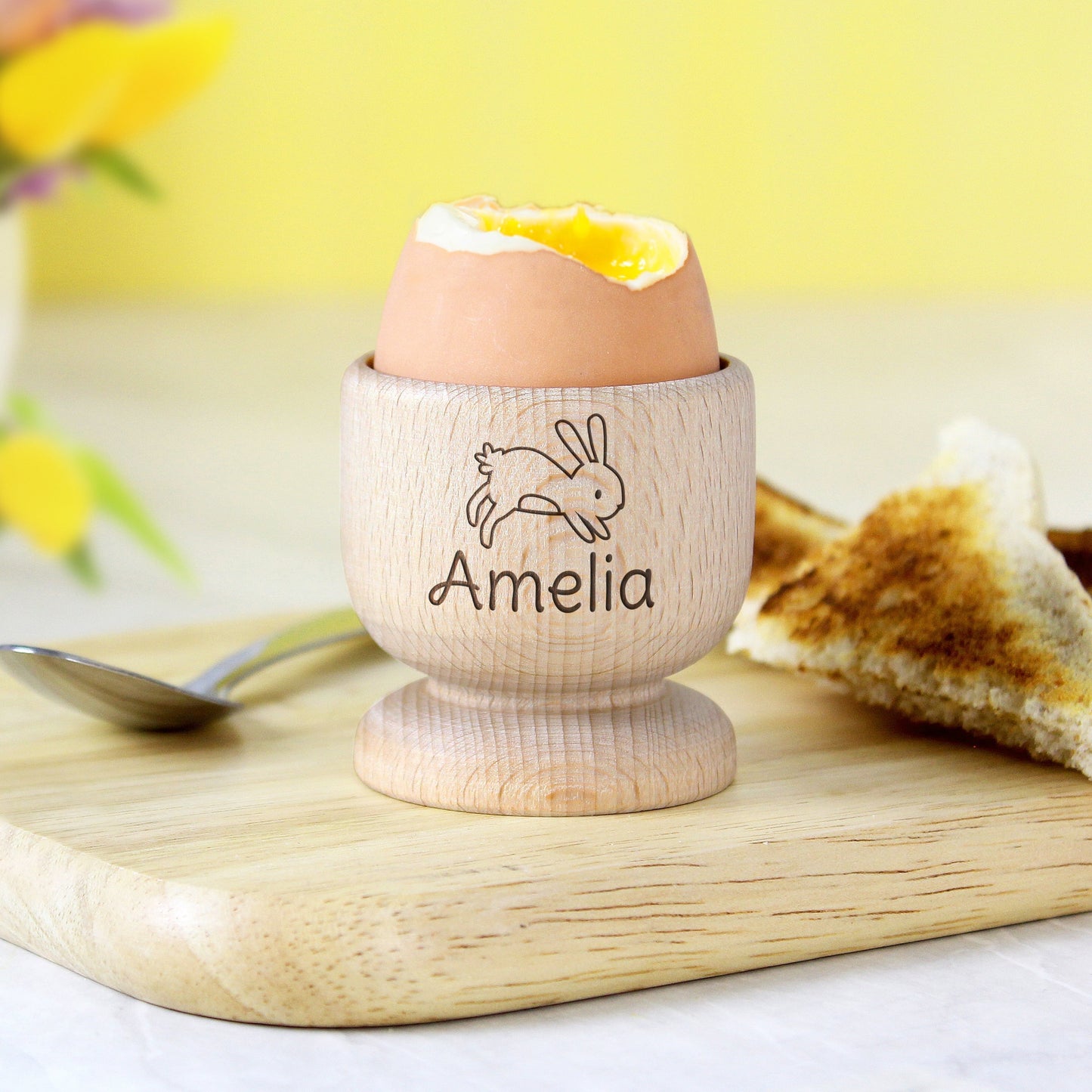 Eleanoras BUNNY PERSONALISED WOODEN EGG CUP Egg Cups & Storage