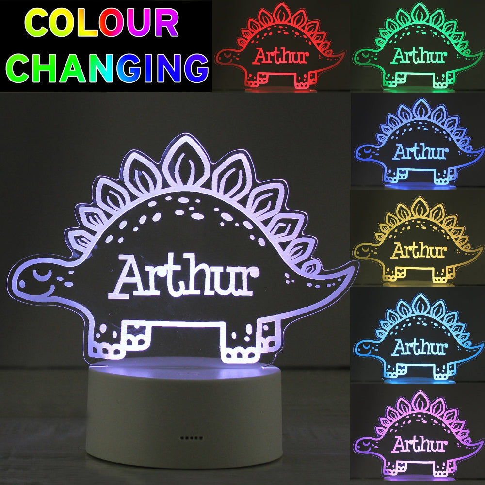 Eleanoras Personalised Dinosaur LED Colour Changing Night Light Novelty Lights