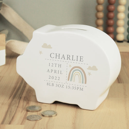 Eleanoras RAINBOW PERSONALISED PIGGY BANK MONEY BOXES