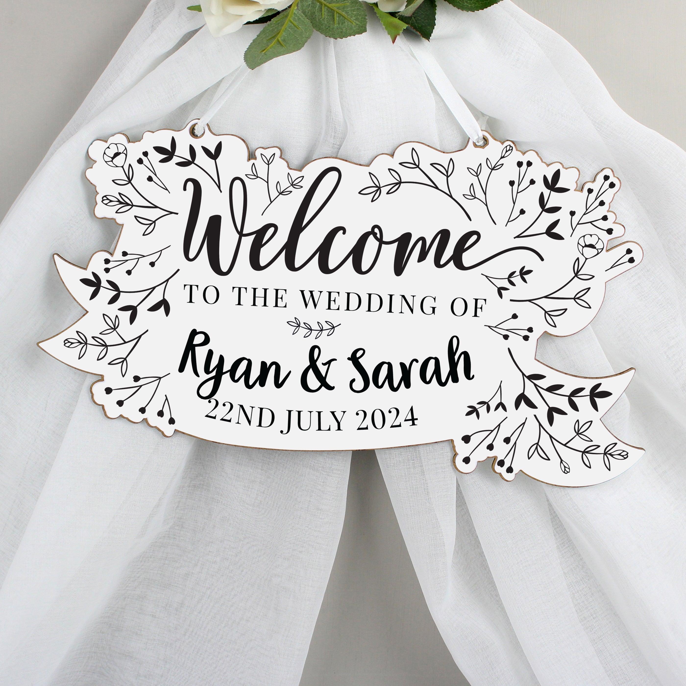 Eleanoras Personalised Monochrome Wedding  Hanging Decoration 