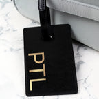 Eleanoras Personalised Gold Initials Black Luggage Tag Luggage Tags
