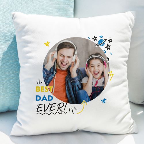 BEST DAD EVER PHOTO UPLOAD CUSHION