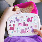 Eleanoras Pink Dinosaur Personalised Lunch Box Lunch Boxes