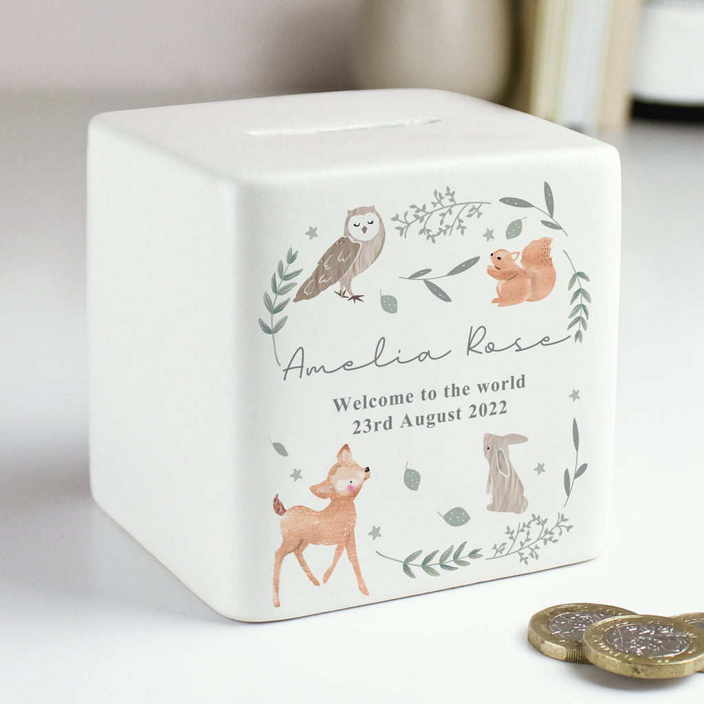 Eleanoras Woodland Animals Personalised Money Box Money Boxes