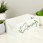 Eleanoras Personalised  Botanical White Wooden Crate 
