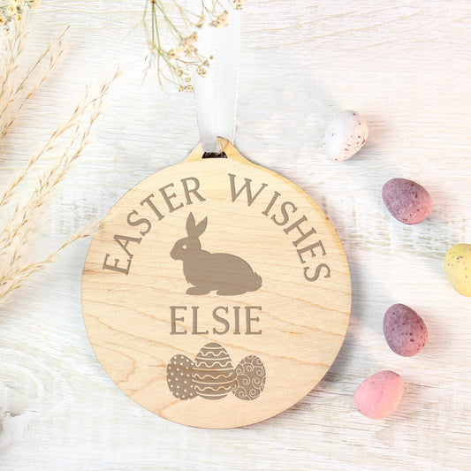 Eleanoras EASTER BUNNY ROUND WOODEN DECORATION 