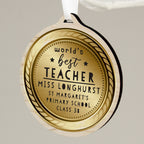 Eleanoras Personalised Worlds Best Teacher Round Wooden Medal Keepsakes