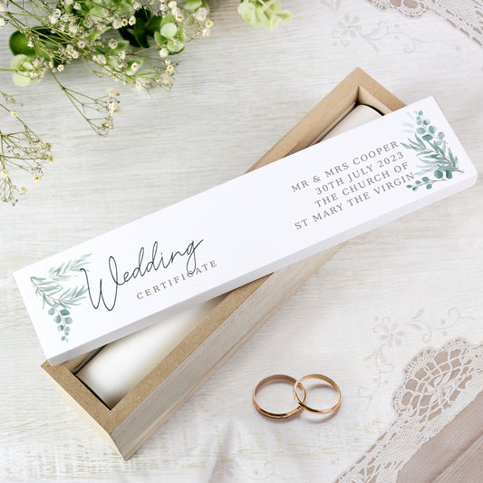 Personalised Botanical Wooden Wedding Certificate Holder  from Eleanoras