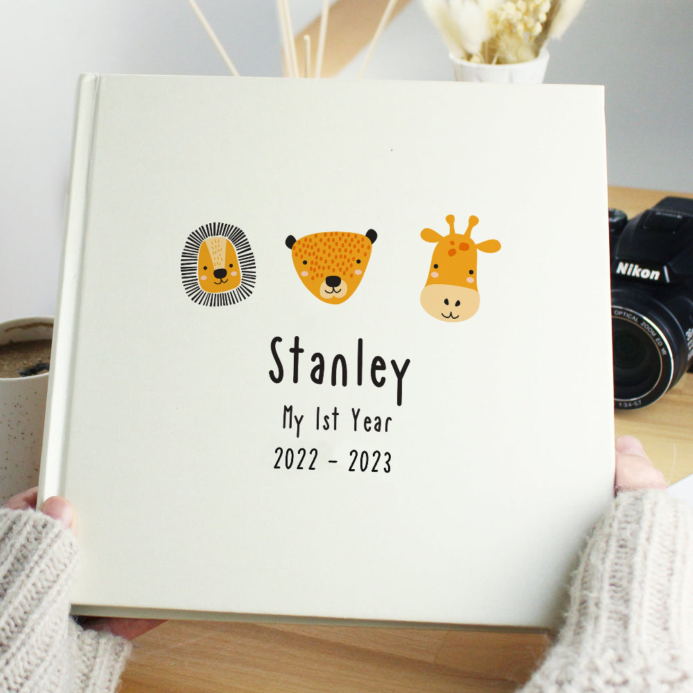 Eleanoras Personalised Scandi Safari Animals Square Photo Album Photo Frames, Albums & Guest Books