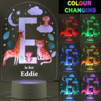 Eleanoras Personalised Animal Alphabet LED Colour Changing Night Light Decorative Lights