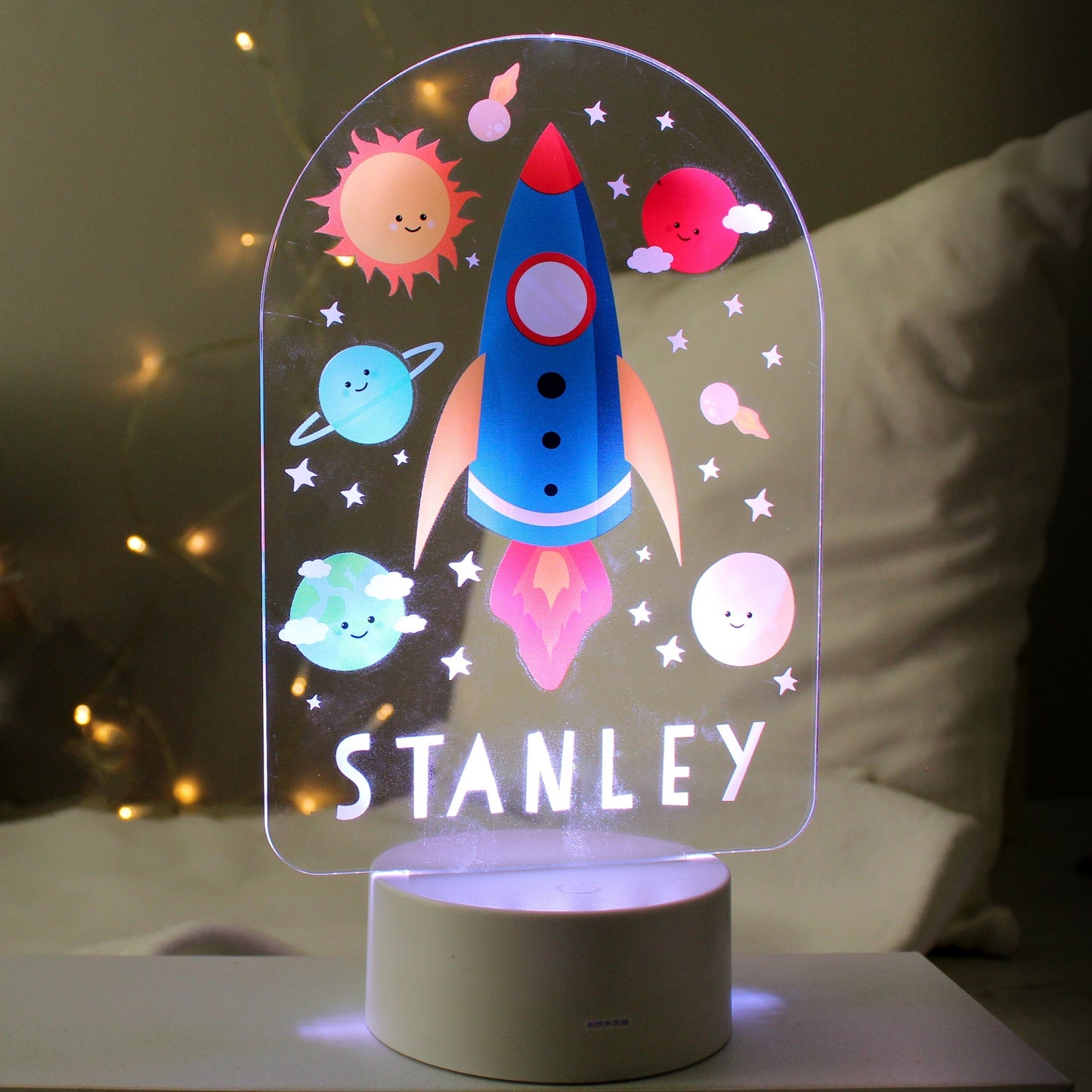 Eleanoras SPACE ROCKET PERSONALISED LED NIGHT LIGHT NOVELTY LIGHTS