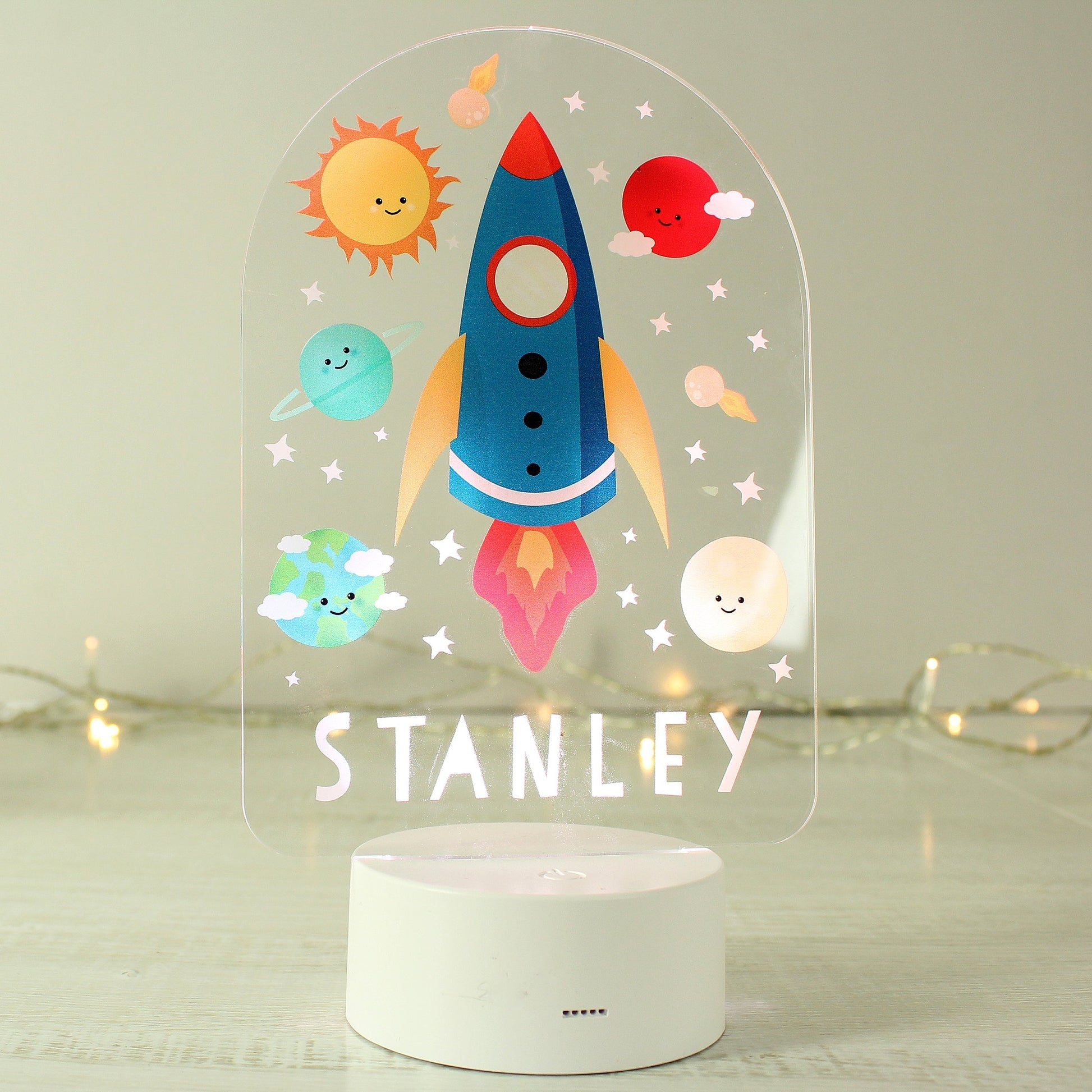 Eleanoras SPACE ROCKET PERSONALISED LED NIGHT LIGHT NOVELTY LIGHTS