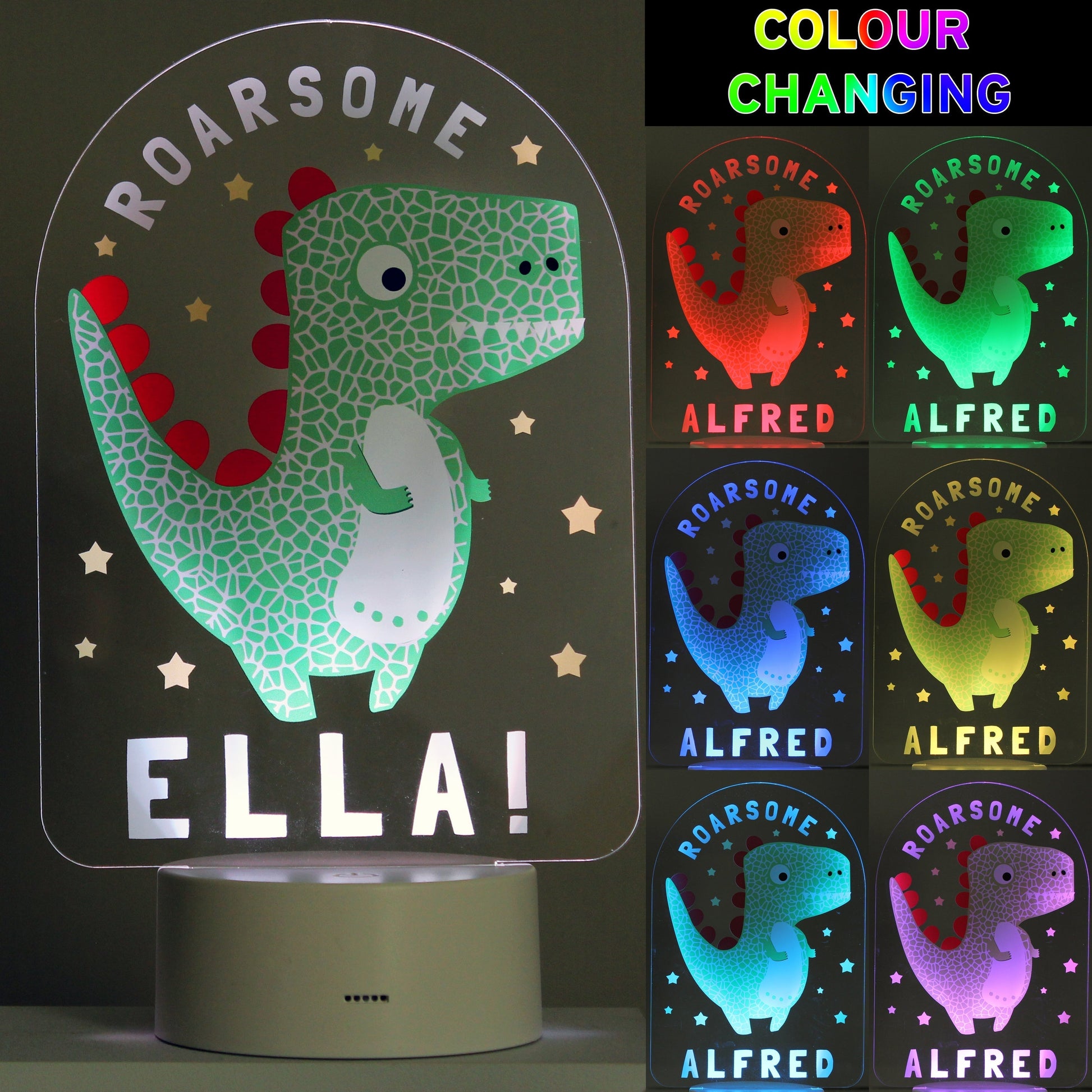 Eleanoras ROARSOME DINOSAUR PERSONALISED NIGHT LIGHT NOVELTY LIGHTS