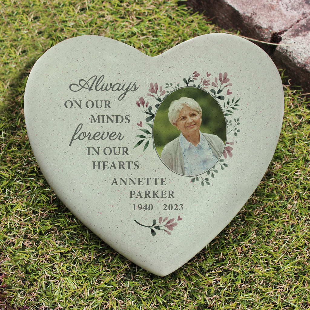 Eleanoras Personalised Floral Photo Upload Memorial Resin Heart 