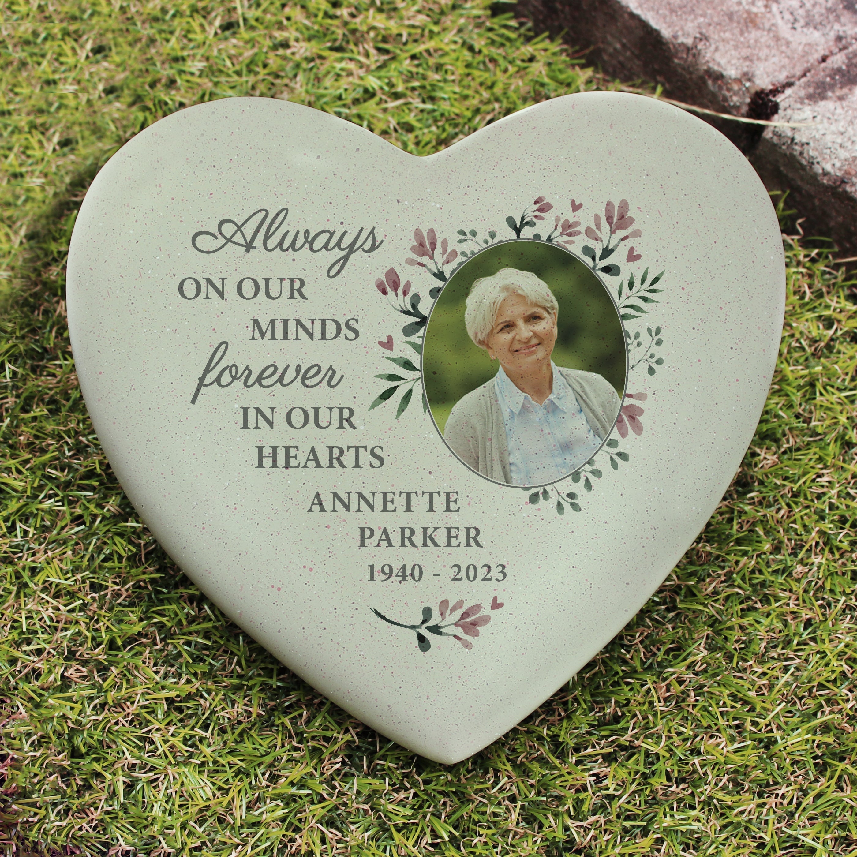 Eleanoras Personalised Floral Photo Upload Memorial Resin Heart 