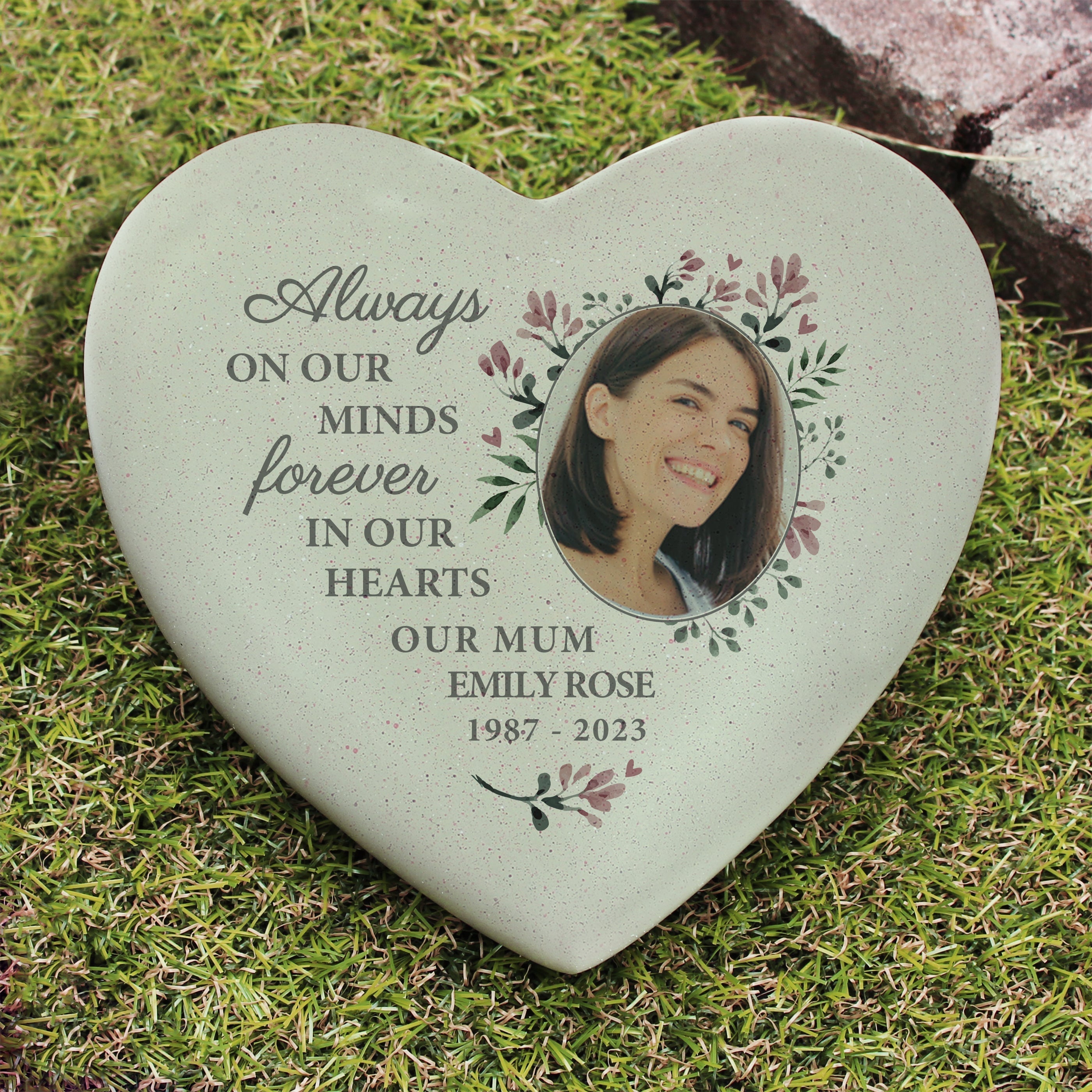 Eleanoras Personalised Floral Photo Upload Memorial Resin Heart 