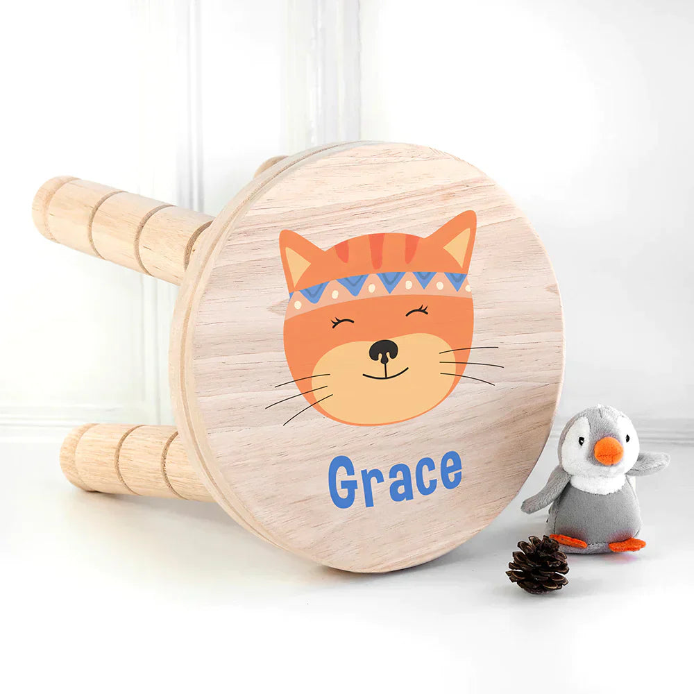 KITTEN PERSONALISED WOODEN STOOL