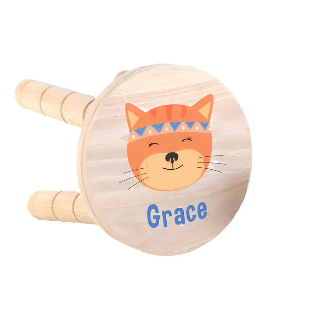 Kitten Wooden Stool Kids Stools