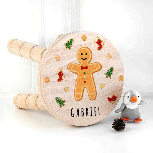 CHRISTMAS GINGERBREAD MAN PERSONALISED STOOL KIDS STOOLS from Eleanoras