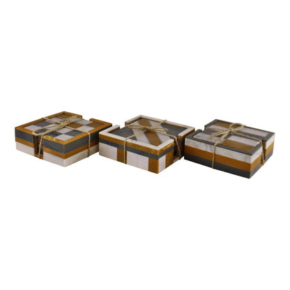 Eleanoras Set of 4 Square, Resin Coasters, Abstract Design 