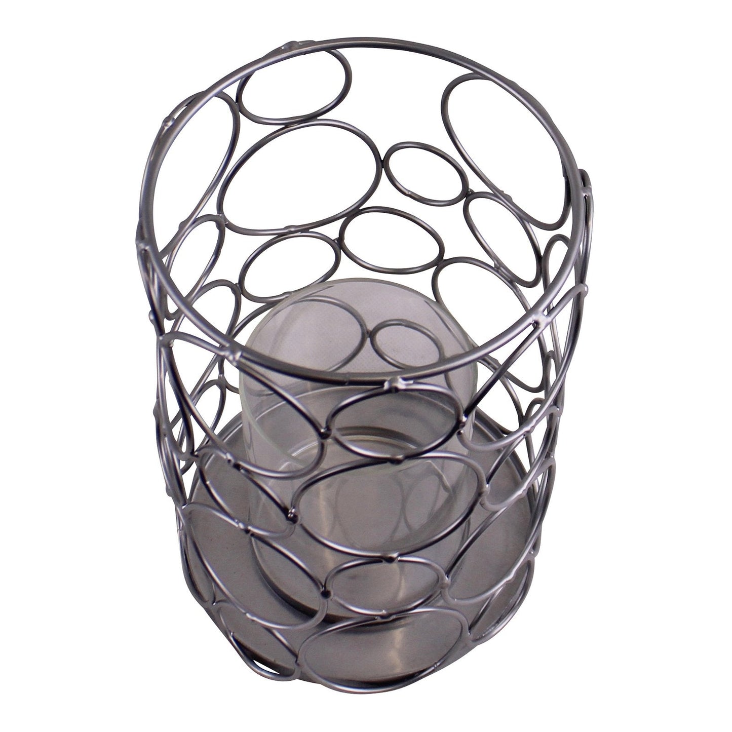 Eleanoras Large Silver Metal Abstract Design Candle Holder 