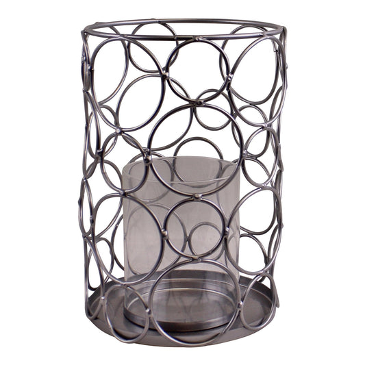 Eleanoras Large Silver Metal Abstract Design Candle Holder 