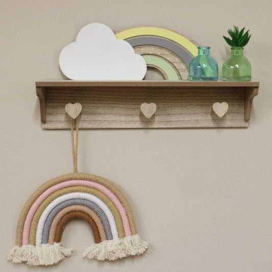 Eleanoras Rainbow and Cloud Shelf with Hooks 