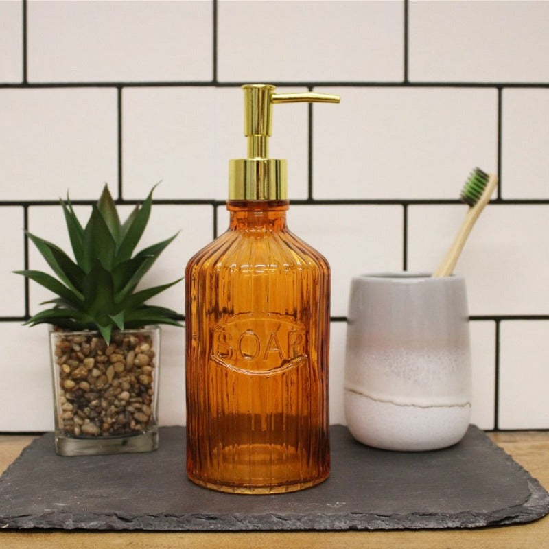 Eleanoras ORANGE GLASS SOAP DISPENSER 