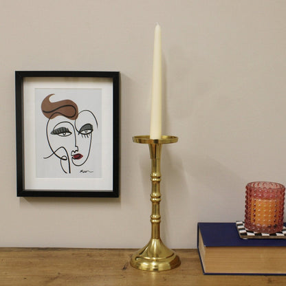 Eleanoras Gold Pillar Candlestick Medium CANDLE HOLDERS