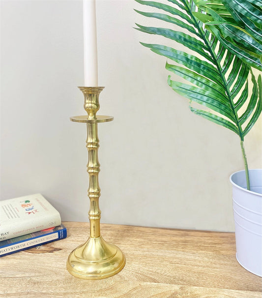 Eleanoras Brass Metal Dinner Candlestick 30cm 